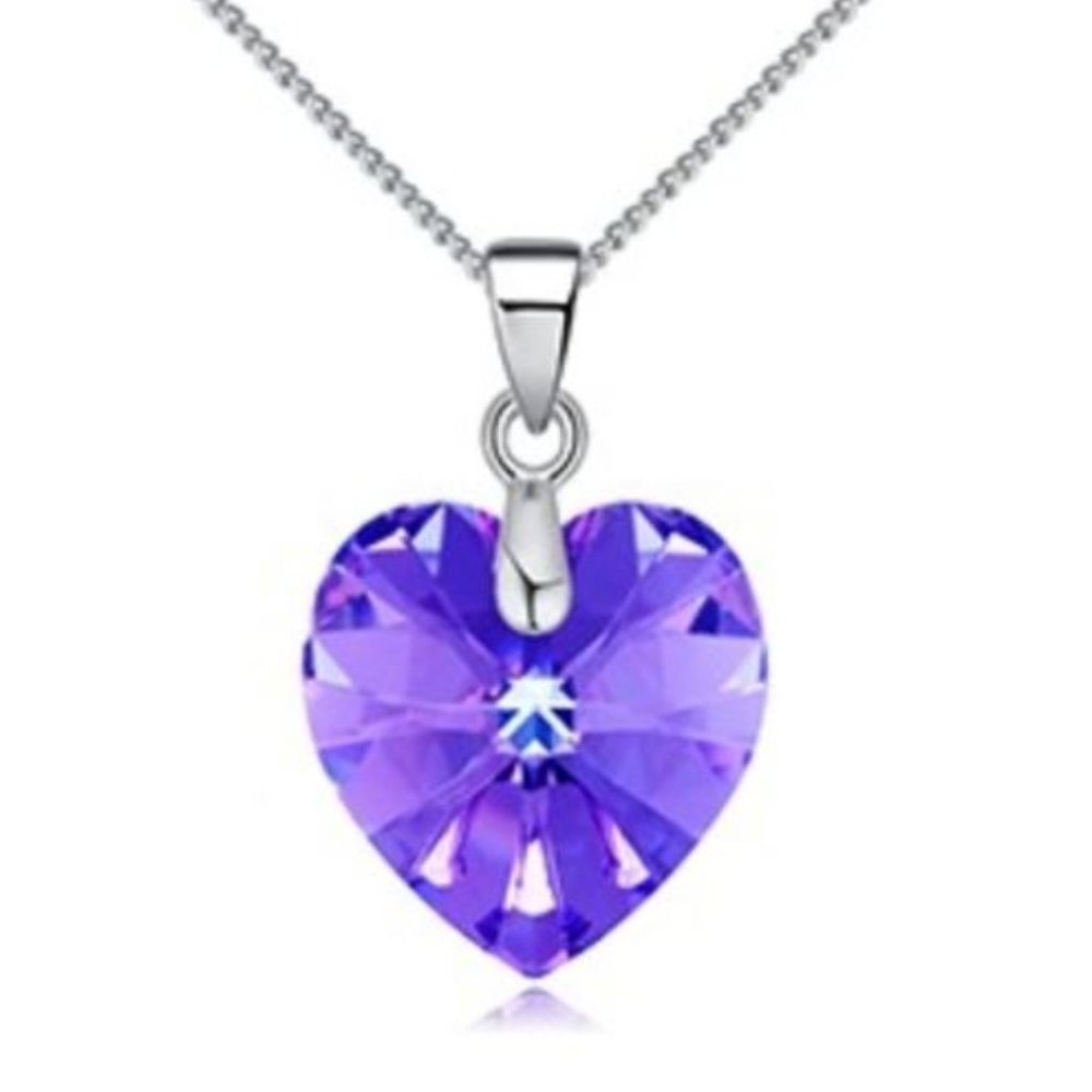 Purple Crystal Heart Necklace
